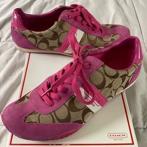 Coach women’s size 8.5 shoes tan and pink